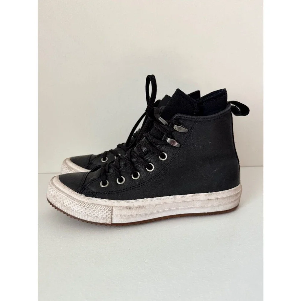 Converse Chuck Taylor All Star Waterproof Leather Boot High Top Black Women's 8